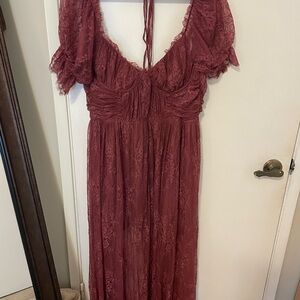 Free People Burgundy Lace Maxi Dress